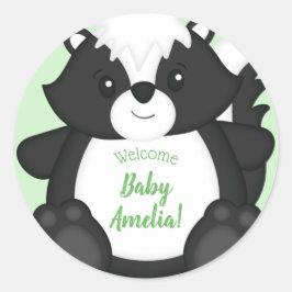 Skunk Baby Shower Woodland Animals Runder Aufkleber