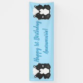 Skunk Birthday Party Blue Banner (Vertikal)