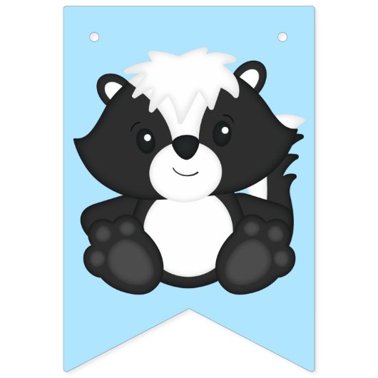Skunk Birthday Party Blue Wimpelkette (Erste Fahne)