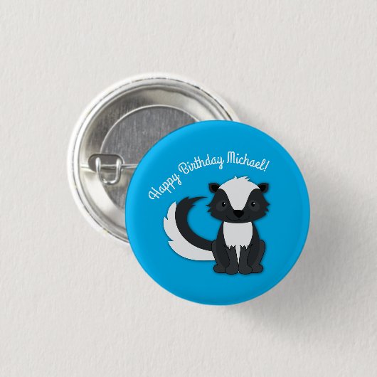 Skunk Birthday Party Kids Button (Vorne & Hinten)