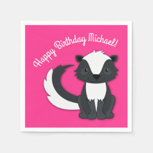 Skunk Birthday Party Kids Pink Napkins Serviette