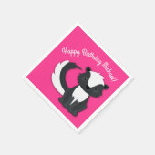 Skunk Birthday Party Kids Pink Napkins Serviette (Ecke)