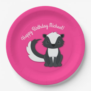 Skunk Birthday Party Kids Pink Paper Teller