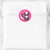 Skunk Birthday Party Kids Pink Runder Aufkleber (Tasche)