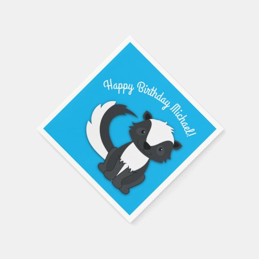 Skunk Birthday Party Kids Serviette (Ecke)