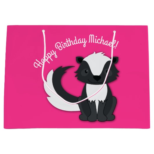 Skunk Birthday Party Kinder Pink Große Geschenktas Große Geschenktüte (Vorderseite)