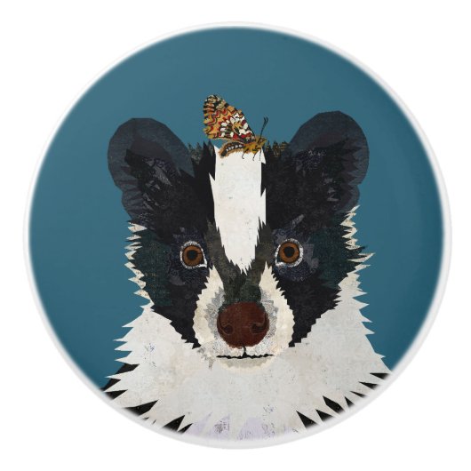 SKUNK & BUTTERFLY KERAMIKKNAUF (Vorderseite)