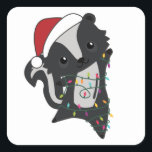 Skunk Christmas Skunks Winter Animals Quadratischer Aufkleber<br><div class="desc">Skunk for Christmas with fairy lights. Funny animals with ohrs and snow to the holidays. Also funny for Christmas in July. Stinkiers are sweet animals and perfect for Christmas.</div>