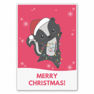 Skunk Christmas Skunks Winter Animals Sticker
