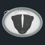 Skunk Face Ovale Gürtelschnalle<br><div class="desc">Der sonnige Schnupftabak ist auf den Kopf gestoßen. Anpassbare Hintergrundfarbe.</div>