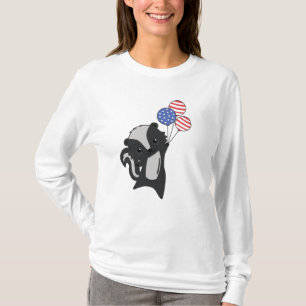 Skunk Funny Cat 4. Juli American Flag T-Shirt