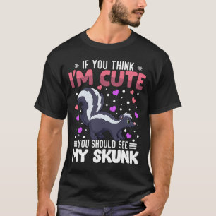Skunk Heart Valentine's Day Animal For Womens Kids T-Shirt