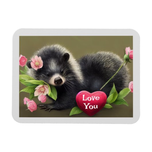 Skunk Hugging Blume Liebe You Magnet (Horizontal)