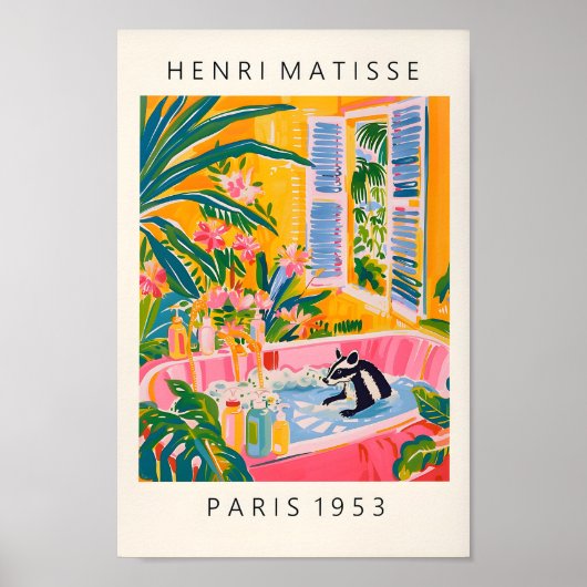 Skunk in Bathtub Art Print, Dopamin Bad Deko (Vorne)