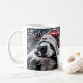 Skunk in Weihnachtsmannmütze Keramik Ornament Kaffeetasse