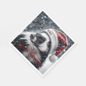 Skunk in Weihnachtsmannmütze Keramik Ornament Serviette (Ecke)