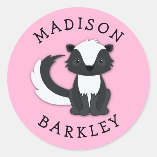 Skunk Kid Niedlich Woodland Umschlag Aufkleber Sti (Vorderseite)