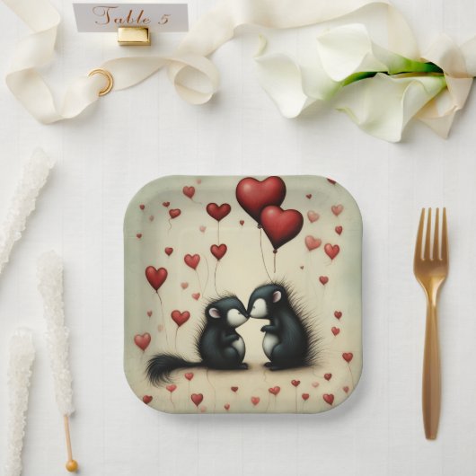 Skunk Liebe 1 Pappteller (Hochzeit)