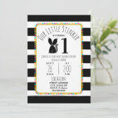 Skunk Little Stinker Pompom Stripes Birthday Party Einladung (Stehend Vorderseite)