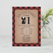 Skunk Lumberjack Karierte Geburtstagspartei Einladung (Stehend Vorderseite)