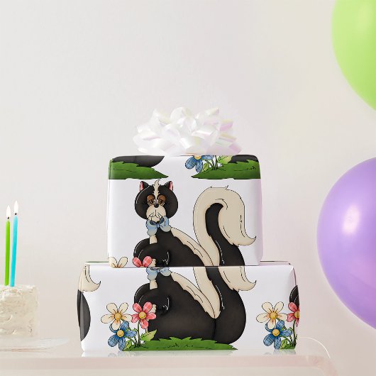Skunk mit Blume Geschenkpapier