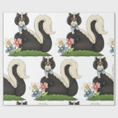 Skunk mit Blume Geschenkpapier (Flach)