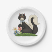 Skunk mit Blume Pappteller (Vorderseite)