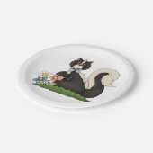 Skunk mit Blume Pappteller (Schrägansicht)
