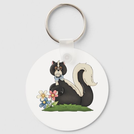 Skunk mit Blume Schlüsselanhänger (Vorderseite)