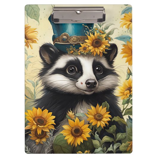 Skunk mit Sonnenblumen Klemmbrett (Vorderseite)