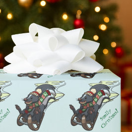 Skunk On Sled Smelly Christmas Sledging Cartoon Geschenkpapier