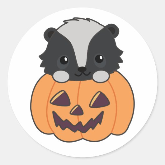 Skunk Pumpkin Niedlich Skunks Happy Halloween Clas Runder Aufkleber (Vorderseite)