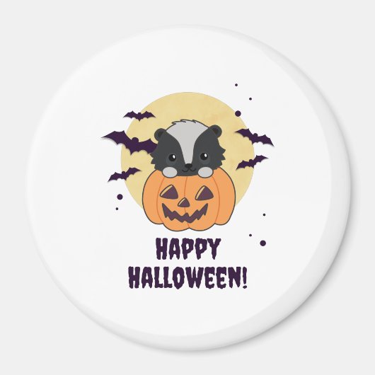 Skunk Pumpkin Niedlich Skunks Happy Halloween Magnet (Vorne)