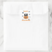 Skunk Pumpkin Niedlich Skunks Happy Halloween Quadratischer Aufkleber (Tasche)