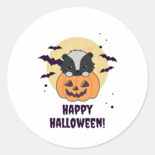 Skunk Pumpkin Niedlich Skunks Happy Halloween Runder Aufkleber
