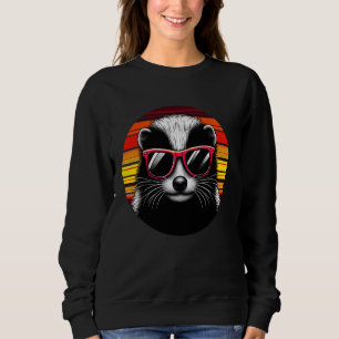 Skunk Retro Vintag Sunset Animal Sunglasses 70er Sweatshirt