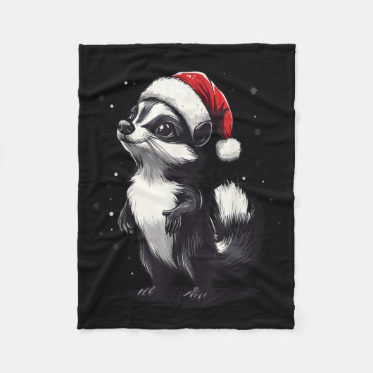 Skunk Santa Hat Funny Xmas Skunk Lovers Christmas  Fleecedecke (Vorderseite)
