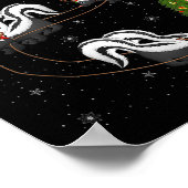 Skunk Santa Sleigh Flying Funny Magical Christmas Poster (Ecke)