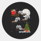 Skunk Santa Sleigh Flying Funny Magical Christmas Runder Aufkleber (Vorderseite)