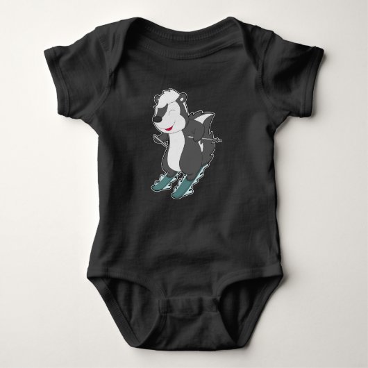 Skunk Skier Ski Baby Strampler (Vorderseite)