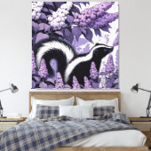 Skunk Skunks und Lilac Bush Lila Leinwanddruck (Insitu (Schlafzimmer))