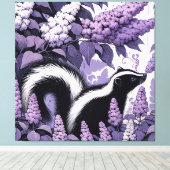 Skunk Skunks und Lilac Bush Lila Leinwanddruck (Insitu (Holzboden))