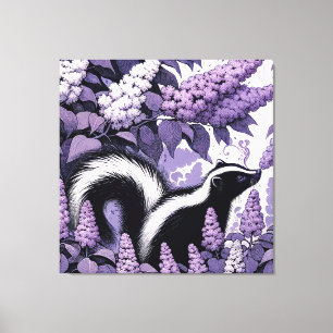 Skunk Skunks und Lilac Bush Lila Leinwanddruck