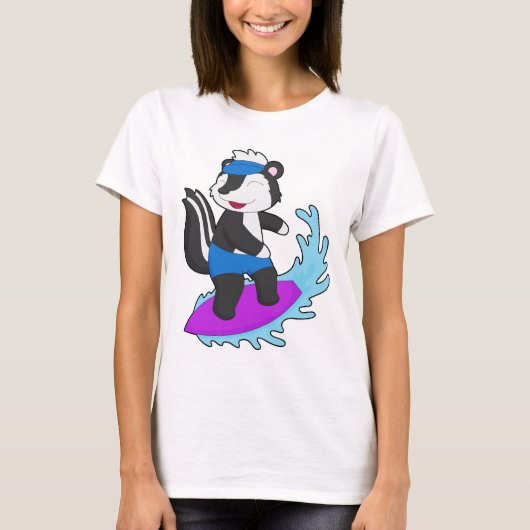Skunk Surfing Surfbrett Sommer T-Shirt (Vorderseite)