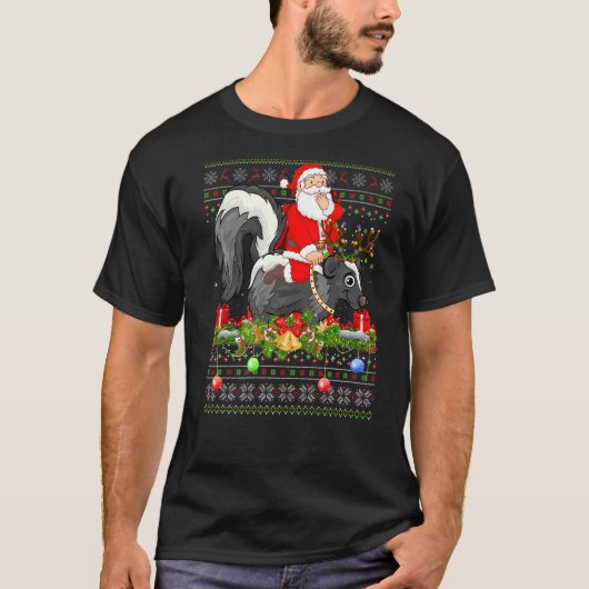 Skunk Ugly Santa Riding Skunk Christmas T-Shirt (Vorderseite)