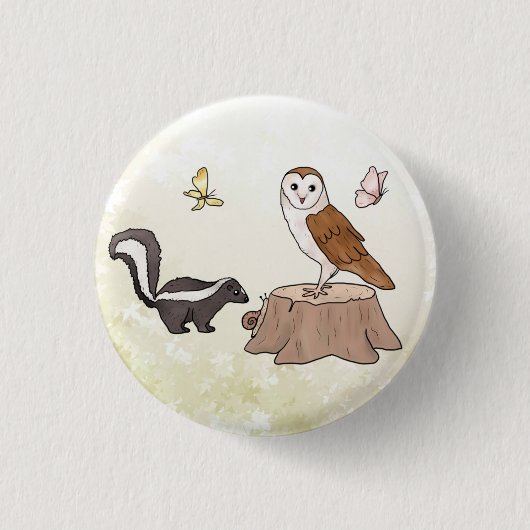 Skunk und Eule Button (Vorderseite)