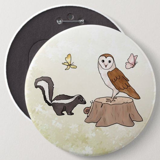 Skunk und Eule Button (Vorne & Hinten)