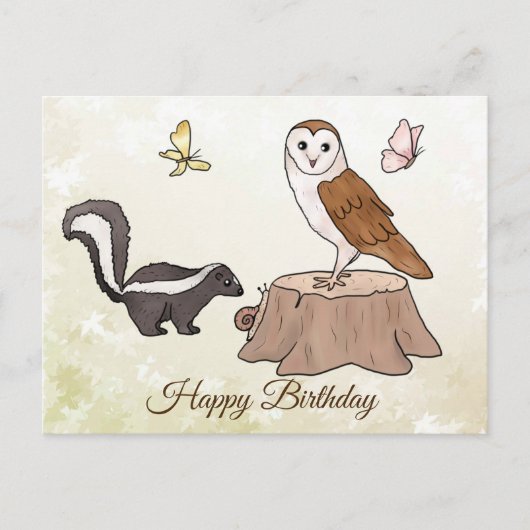 Skunk und Eule Postkarte (Vorderseite)