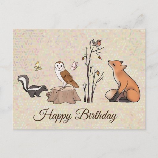 Skunk und Eule Postkarte (Vorderseite)
