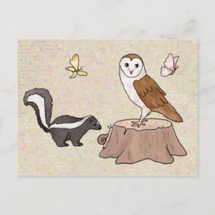 Skunk und Eule Postkarte